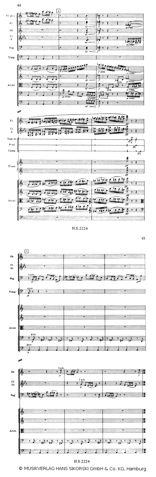 Schostakowitsch Symphonie Nr.1 2.Satz Scherzo, Ausschnitt - &copy; MUSIKVERLAG HANS SIKORSKI GmbH & Co. KG, Hamburg - Abdruck mit frdl. Genehmigung